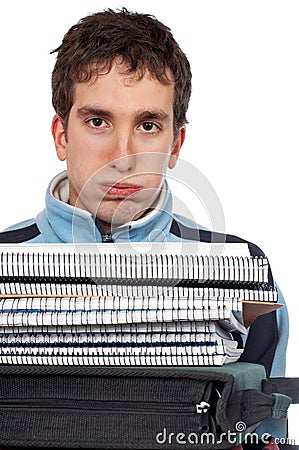 Busy handsome teenager Stock Photo