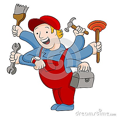 Busy Handyman Vector Illustration