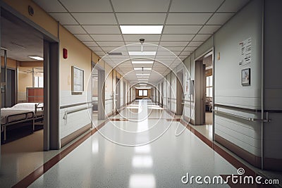 Busy hospital corridor AI generated Stock Photo