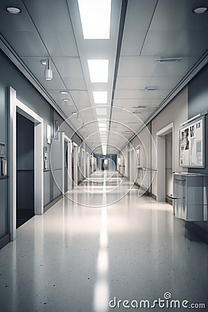 Busy hospital corridor AI generated Stock Photo