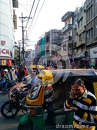 Busy Indian Market Road. Editorial Stock Photo