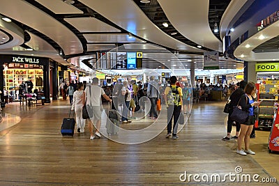 Busy international airport terminal Heathrow Editorial Stock Photo