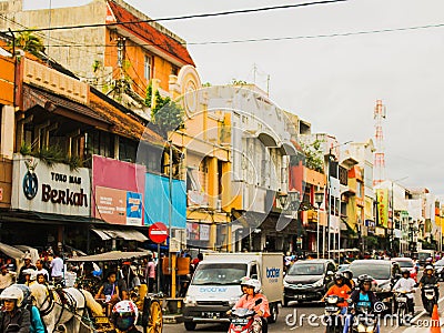 Busy Malioboro street during the holiday season Editorial Stock Photo