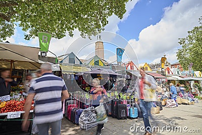Busy Market With City Hall In Norwich Norfolk England UK Editorial Stock Photo