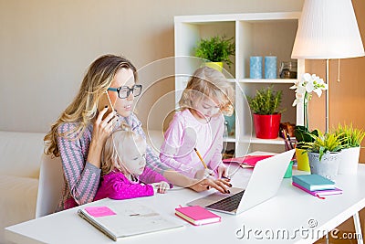 Busy mom multitasking Stock Photo