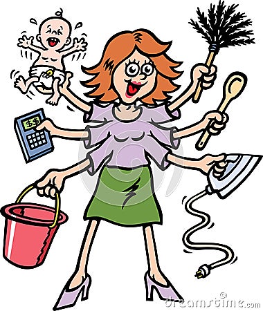 Busy Mum Vector Illustration