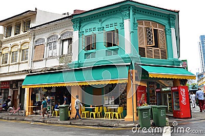 The busy neighborhood of Little India in Singapore Editorial Stock Photo