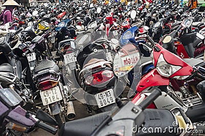 Busy parking area in Ho Chi Minh Stock Photo