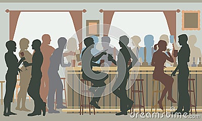 Busy pub bar Vector Illustration