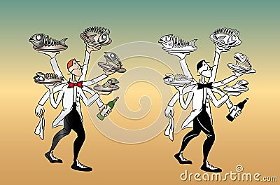 Busy restaurant waiter Stock Photo