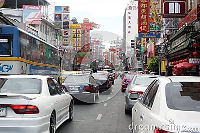 A Busy Road in Bangkok, Thailand Editorial Stock Photo