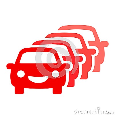 Busy road with many cars Vector Illustration