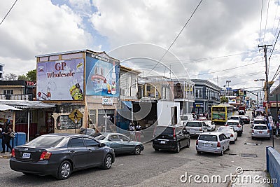 Busy street in Jamaica Editorial Stock Photo