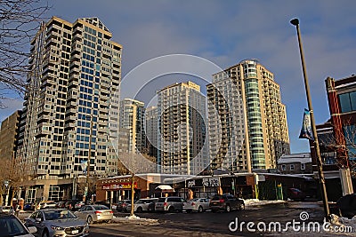Streets of Byward market, with old market hall and apartment towers in Ottawa Editorial Stock Photo