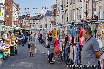 Busy street market in Louth,Lincolnshire Editorial Stock Photo