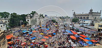 Busy street market near Charminar, Hyderabad, India Editorial Stock Photo