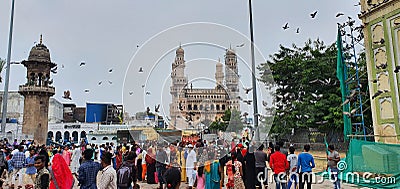 Busy street market near Charminar, Hyderabad, India Editorial Stock Photo