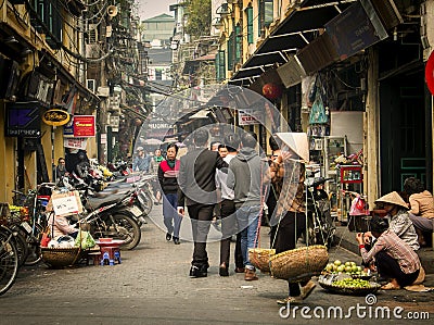 Busy Street, Old Quarter, Hanoi, Vietnam Editorial Stock Photo