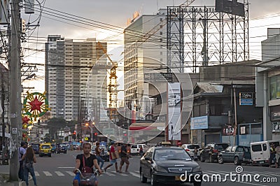 Busy street on rush hour at JP Laurel Avenue in Davao Cit, Philippines Editorial Stock Photo