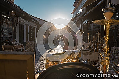 Busy streets of bascarsija, sarajevo, packed with people, lens Editorial Stock Photo