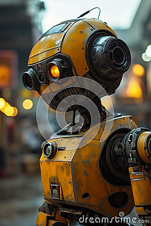 High-Tech Street Style: A Closeup Portrait of Bumblebee, the Rob Stock Photo