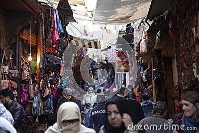 Busy streets of medina, Fez, Morocco, 2017 Editorial Stock Photo