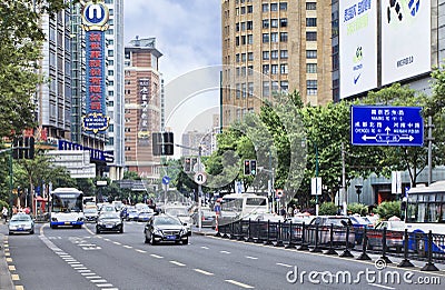 Busy traffic at city center, Shanghai, China Editorial Stock Photo