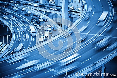 Busy traffic closeup and road accident Stock Photo