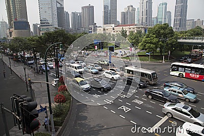 Busy traffic in Shanghai city Editorial Stock Photo