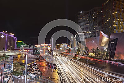 Busy Vegas strip after a storm in Las Vegas, NV on July 19, 2013 Editorial Stock Photo