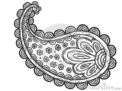 Buta ornament. Sketch scratch board imitation coloring. Vector Illustration