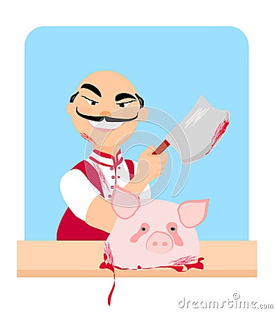 Butcher - cartoon Vector Illustration