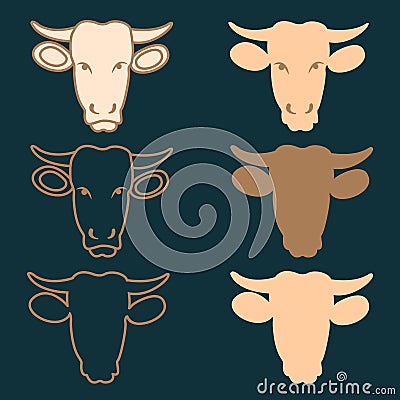 Butcher cow head labels Vector Illustration