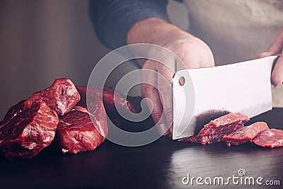 Butcher hands Stock Photo