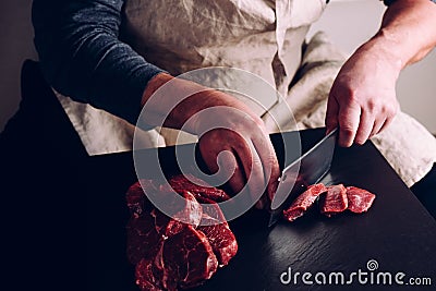 Butcher hands Stock Photo