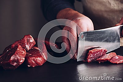 Butcher hands Stock Photo