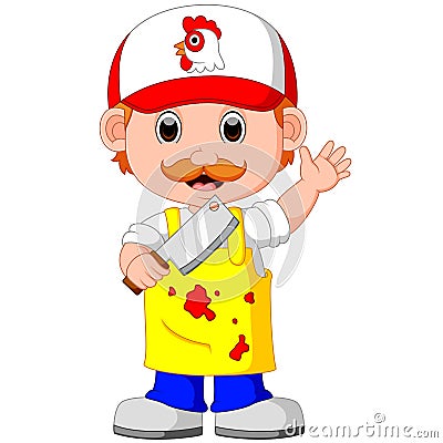 Butcher with knife Vector Illustration