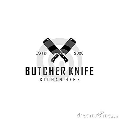 Butcher knife logo design emblem Vector Illustration