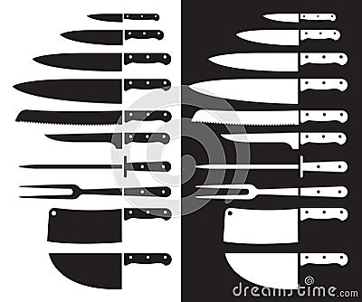 Butcher knife silhouette sharp. Vector Illustration