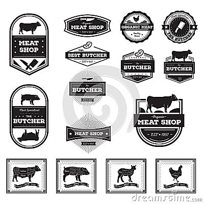 butcher labels and diagrams. Vector illustration decorative design Vector Illustration