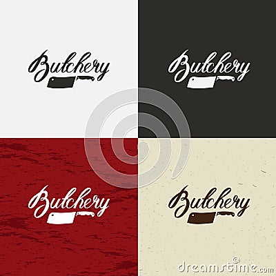 Butcher Shop icon, vector Butcher Shop logo, Butcher Shop emblem. Cow face and knife retro vector illustration Vector Illustration