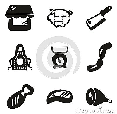 Butcher Shop Icons Freehand Fill Vector Illustration