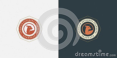 Butcher shop logo vector illustration lamb silhouette good for farm or restaurant badge Vector Illustration