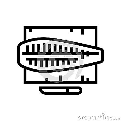 butchering tuna fish line icon vector illustration Cartoon Illustration