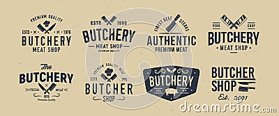 Butchery logo set. Vector Illustration