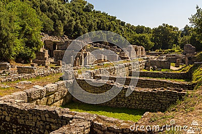 Ruins of the temple of Asclepius, Butrint, Albania Editorial Stock Photo