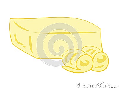 Butter block with curls. Vector Illustration