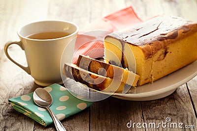 Butter cake with props surrounded Stock Photo