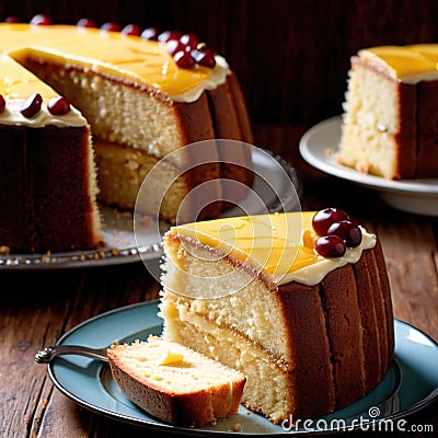 Butter Cake , traditional popular sweet dessert cake Stock Photo