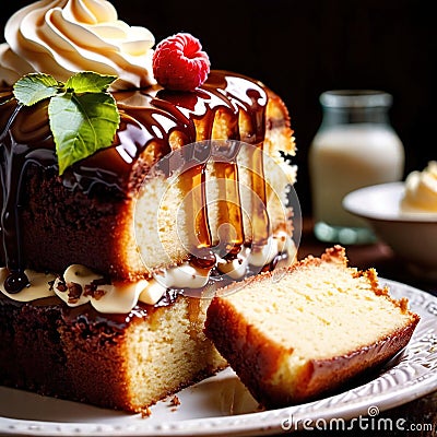 Butter Cake , traditional popular sweet dessert cake Stock Photo